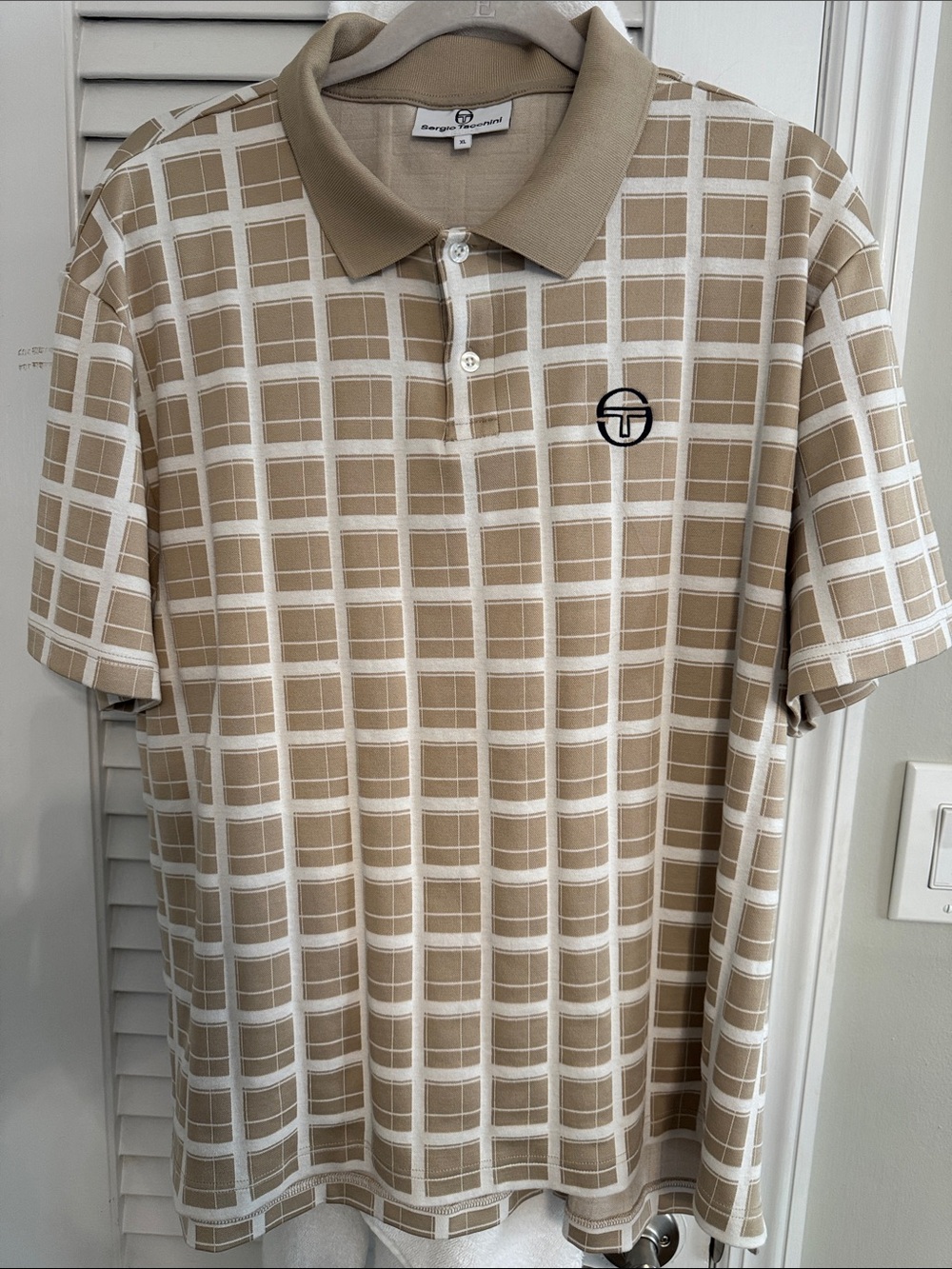 Sergio Tacchini Damarindo Check Polo Brown & White XL
